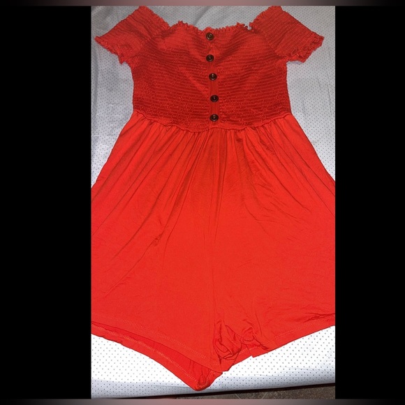 Pants - Rue 21 plus women red off the shoulder romper